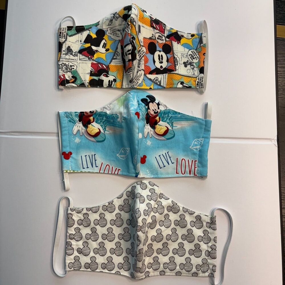 Handmade Disney Face Mask Set of 3 - Unused - Adult Size
